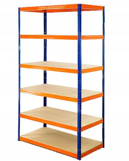 Шкаф книжный металлический 213x120x60_6 3C сине-оранжевый