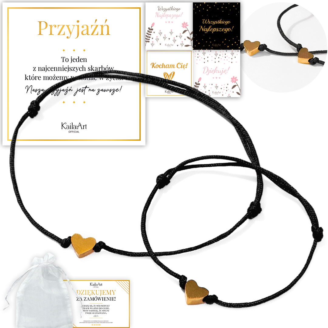 Náramky Přátelství Zlaté Srdce Přátelství Kamarádky Ocel 316L Dárek