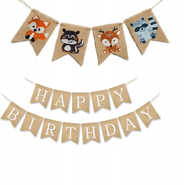 BANER GIRLANDA URODZINOWAZ PŁÓTNA JUTOWEGO