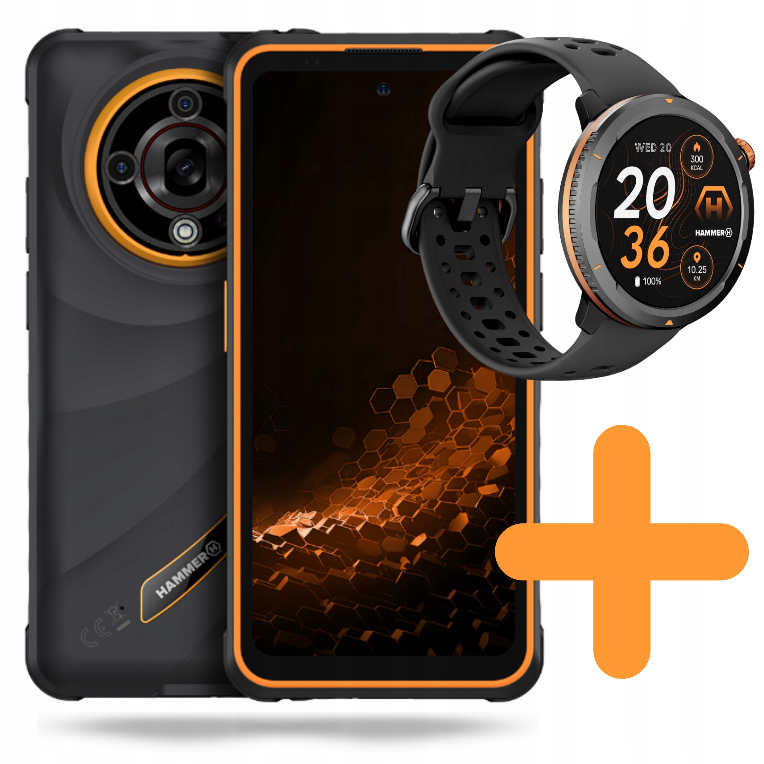 Smartfon Hammer Iron 6 5G 16/256GB Pancerny Wodoodporny Smartwatch Zestaw