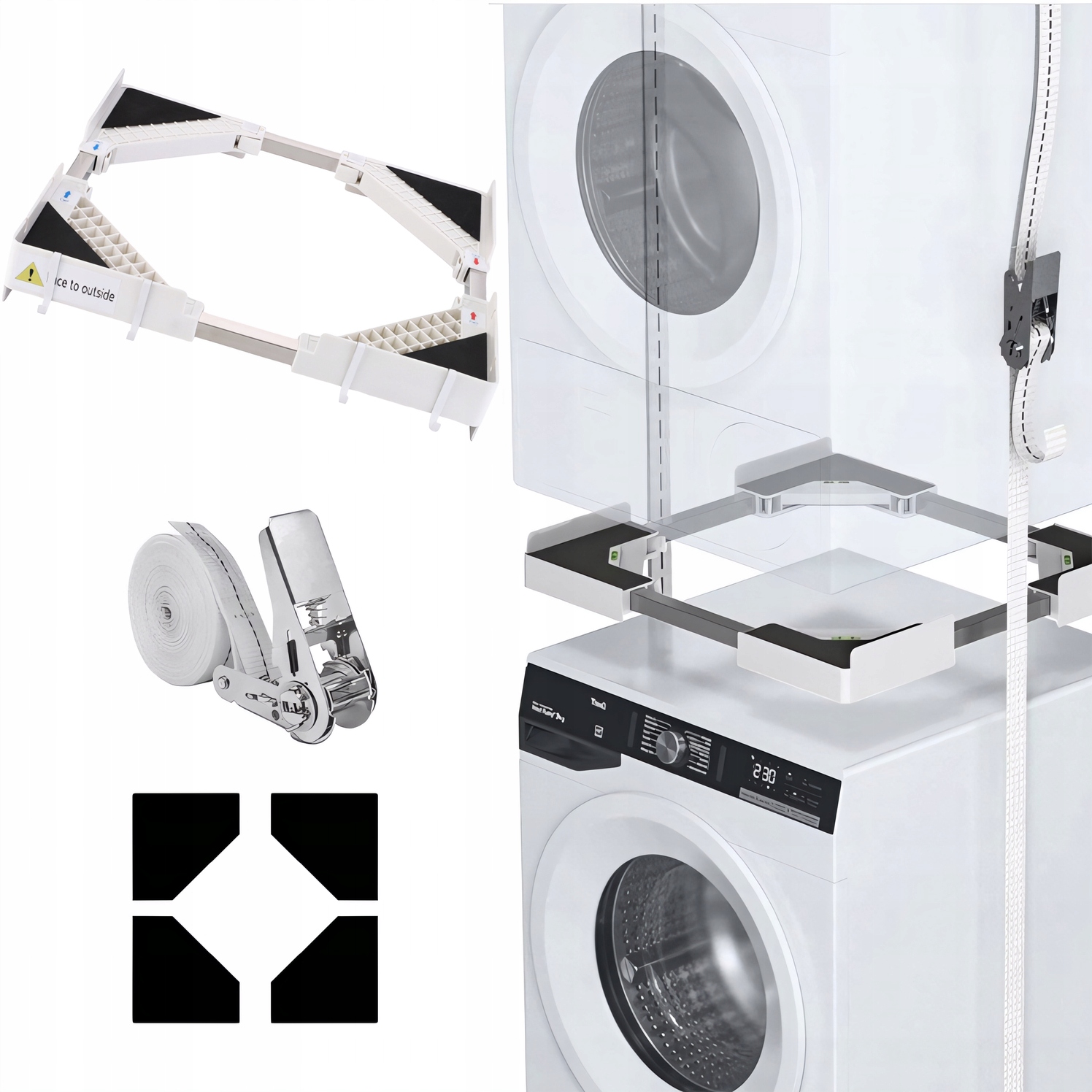 Stojan Na Pračku A Sušičku Univerzální 46-72 cm 4 Mat Prostiskluzová Podložka