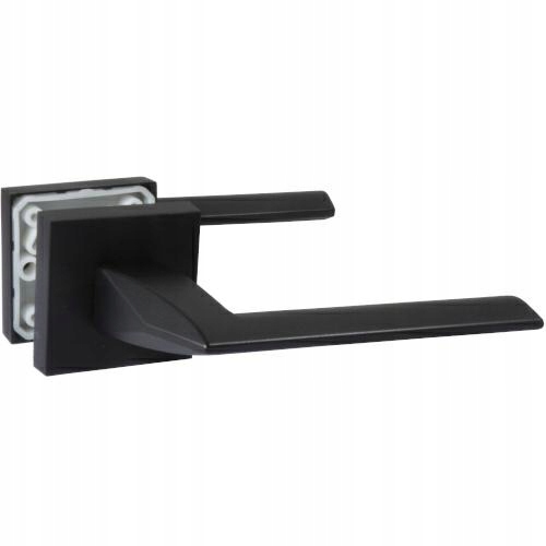 Dverová kľučka na štvorcových rozetách 50x10 mm čierna matná 135 mm