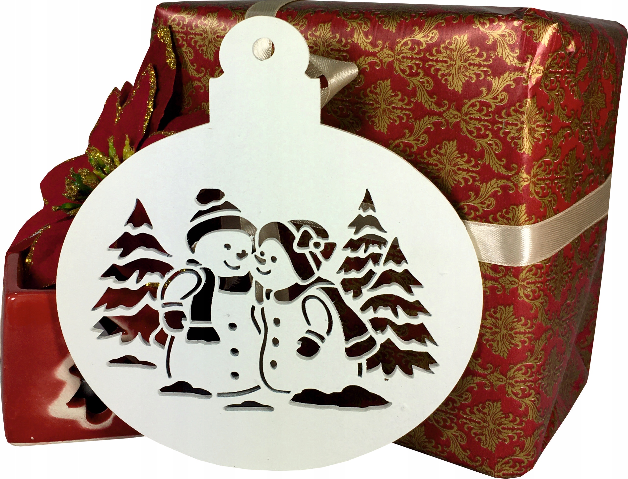 BOMBKA ZAWIESZKA OZDOBA ŚWIATECZNA BAŁWANKI 30CM