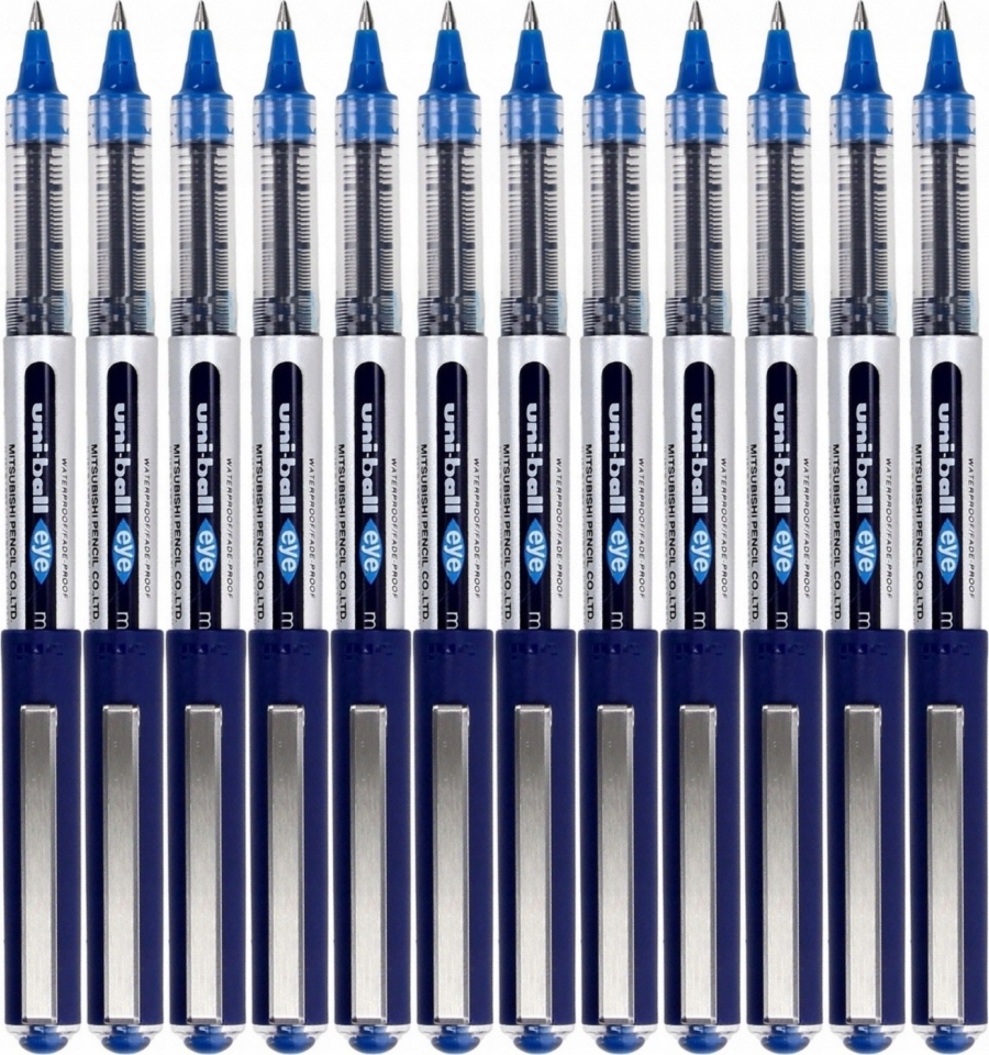 Pióro kulkowe Uniball UB-150 Mitsubishi Niebieskie wodoodporny tusz x 12