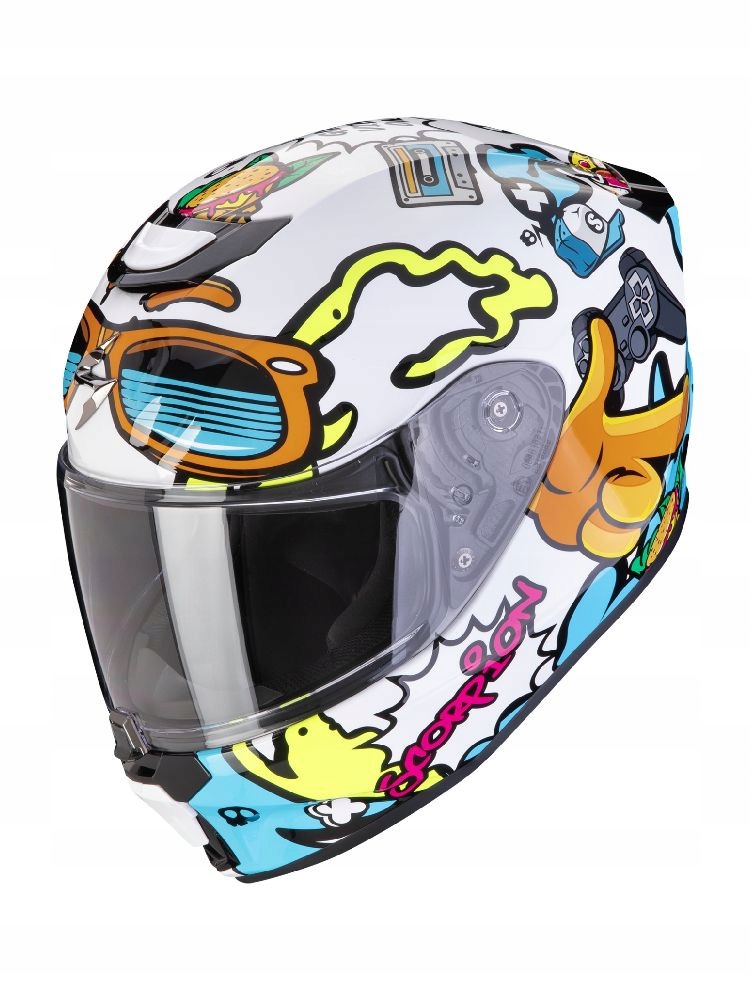 Detská integrálna prilba Scorpion Exo-jnr Air Fun White-Blue S