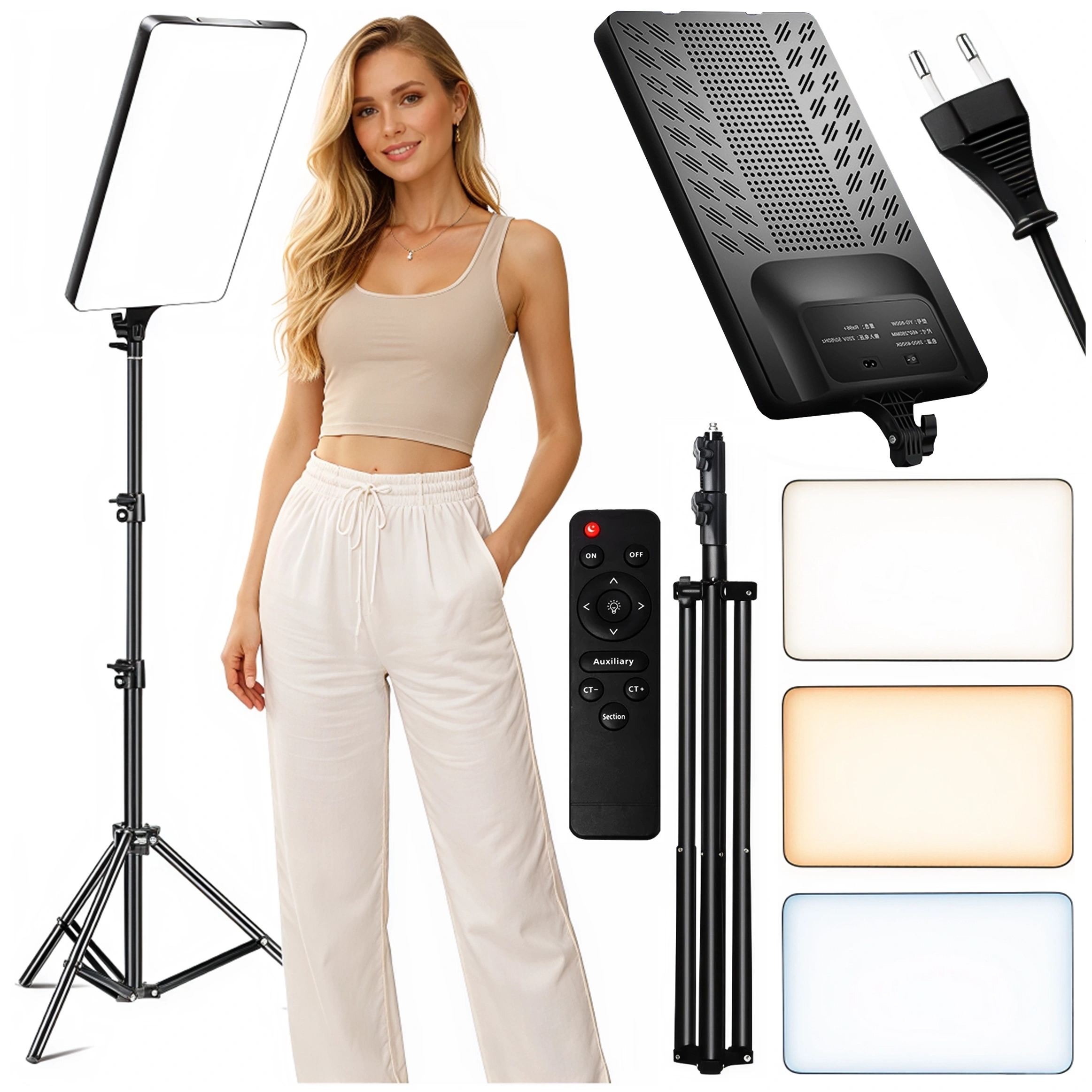 Led lampa Ring Panel 19" Stativ 210 cm Make-up TikTok Live YouTube Pilot