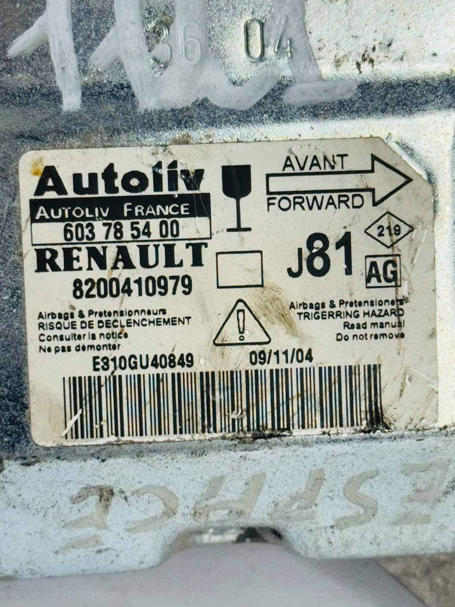 module SENSOR control unit airbag RENAULT ESPACE IV 603785400 8200410979