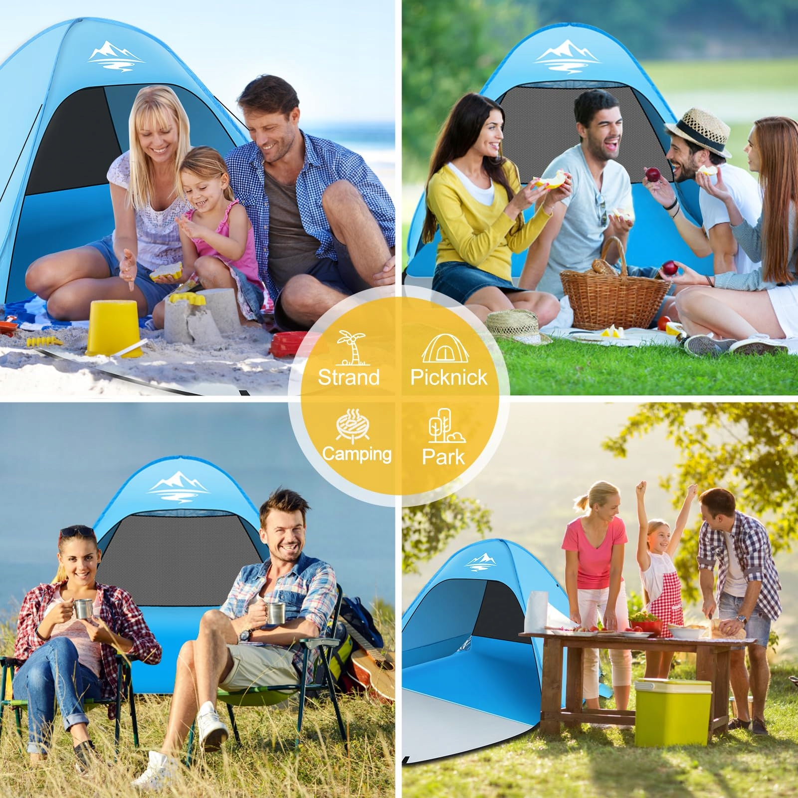 MAXDONE Namiot Plażowy Pop Up Dla 2-3 Osób UV50+ Lekki Przenośny — miniatura 7