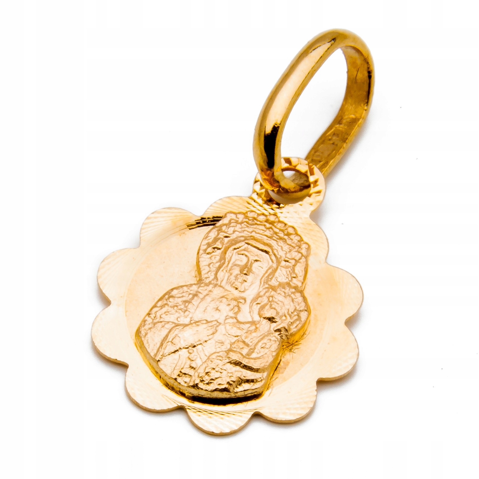 Zlatý medailonek 585 Matka Boží květina kulatý