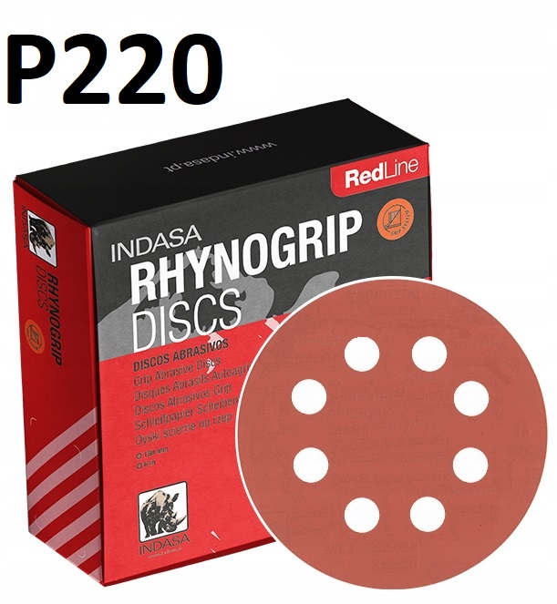 

Indasa Red Krążki Ścierne Rzep 125mm 8H P220 10x
