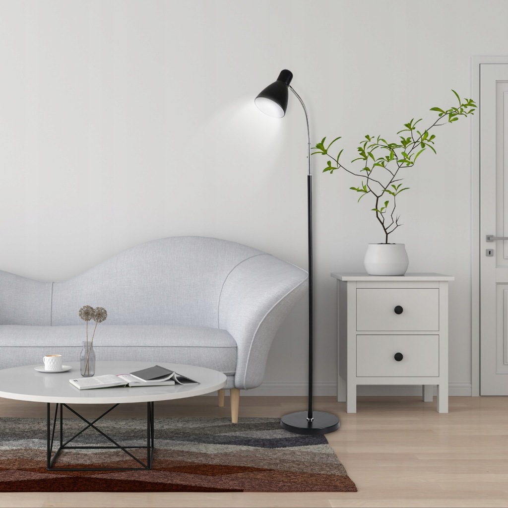LAMPA STOJĄCA PODŁOGOWA LED 40W DO SALONU SYPIALNI POKOJU DESIGN CZARNA Kolor czarny
