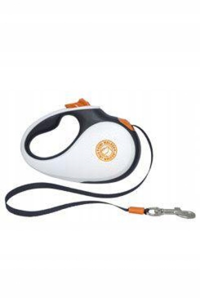 Levně Vodítko samonavíjecí 25kg/5m černobílo/oranžová Kiwi