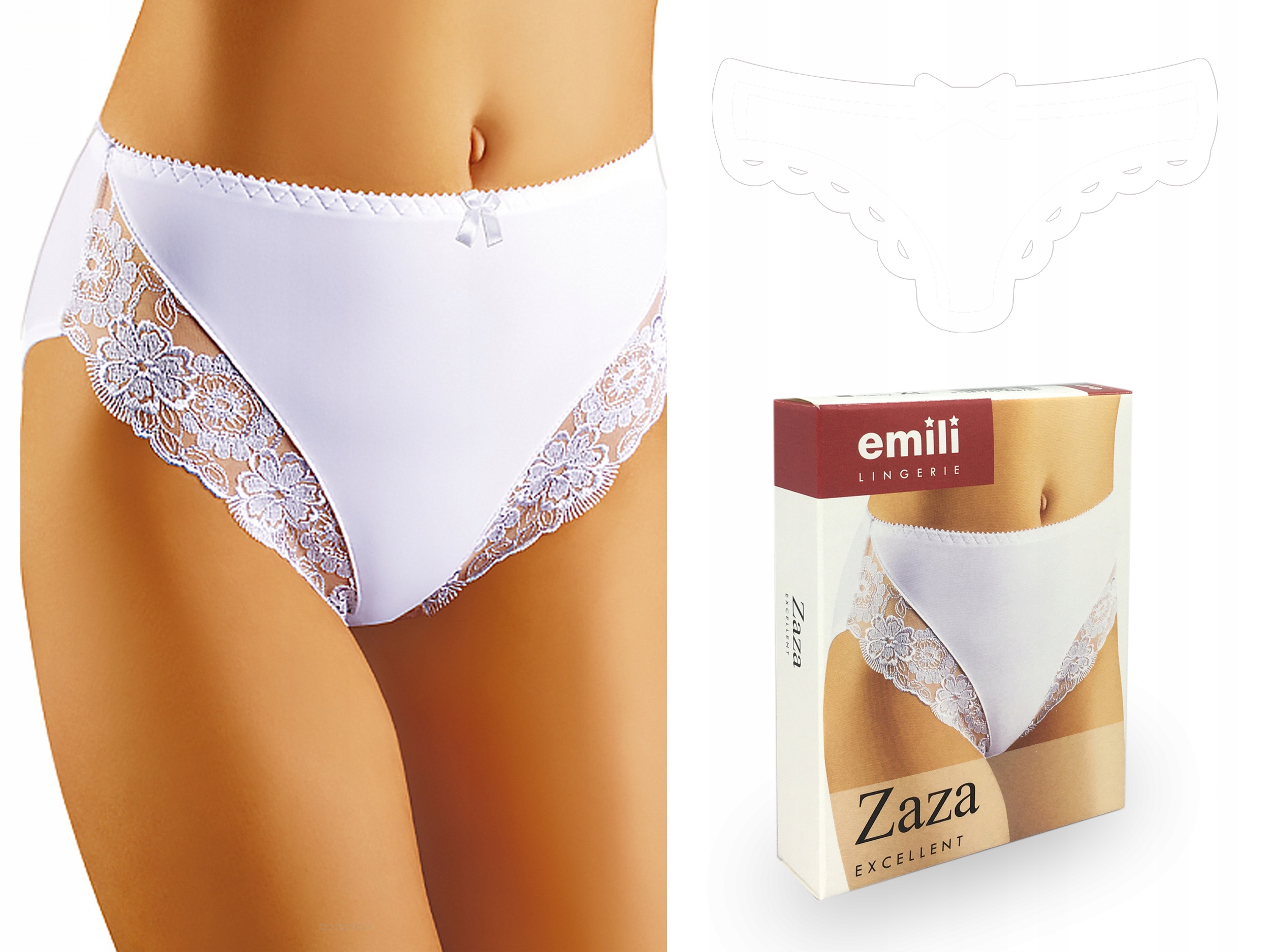

Emili Zaza Koronkowe Figi Microfibra biały XL