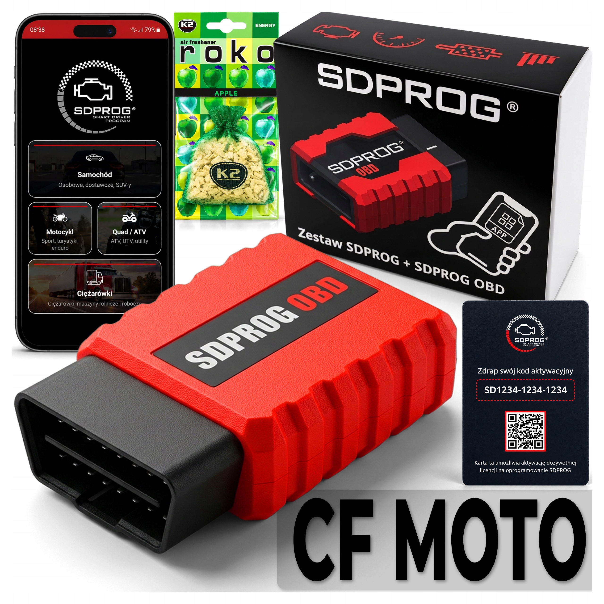 Tester Diagnostyczny Skaner Obd do Quadów Cf Moto Program Sdprog OBD2