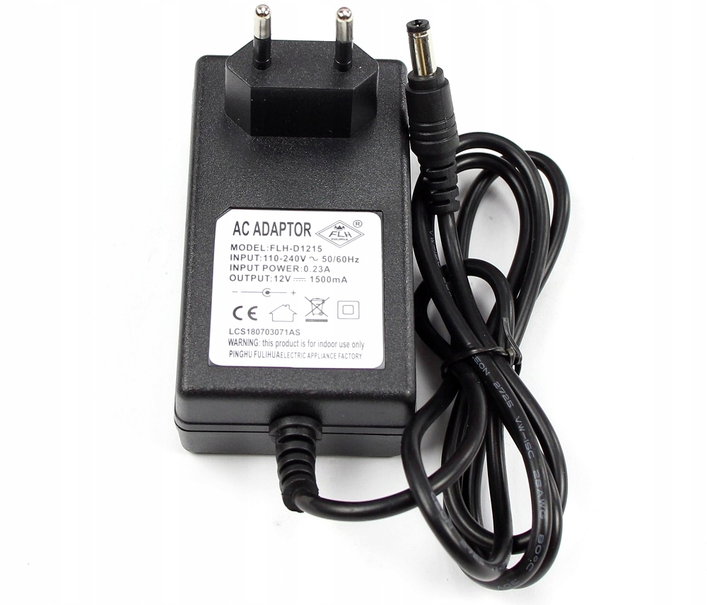 

Ładowarka 12V 1,5A Pojedyńczy Wtyk Szybka Led