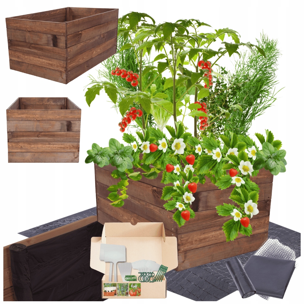 Zeleninová Zahrada záhon vyvýšená truhla pařeniště květináč dřevěný 45x80x30
