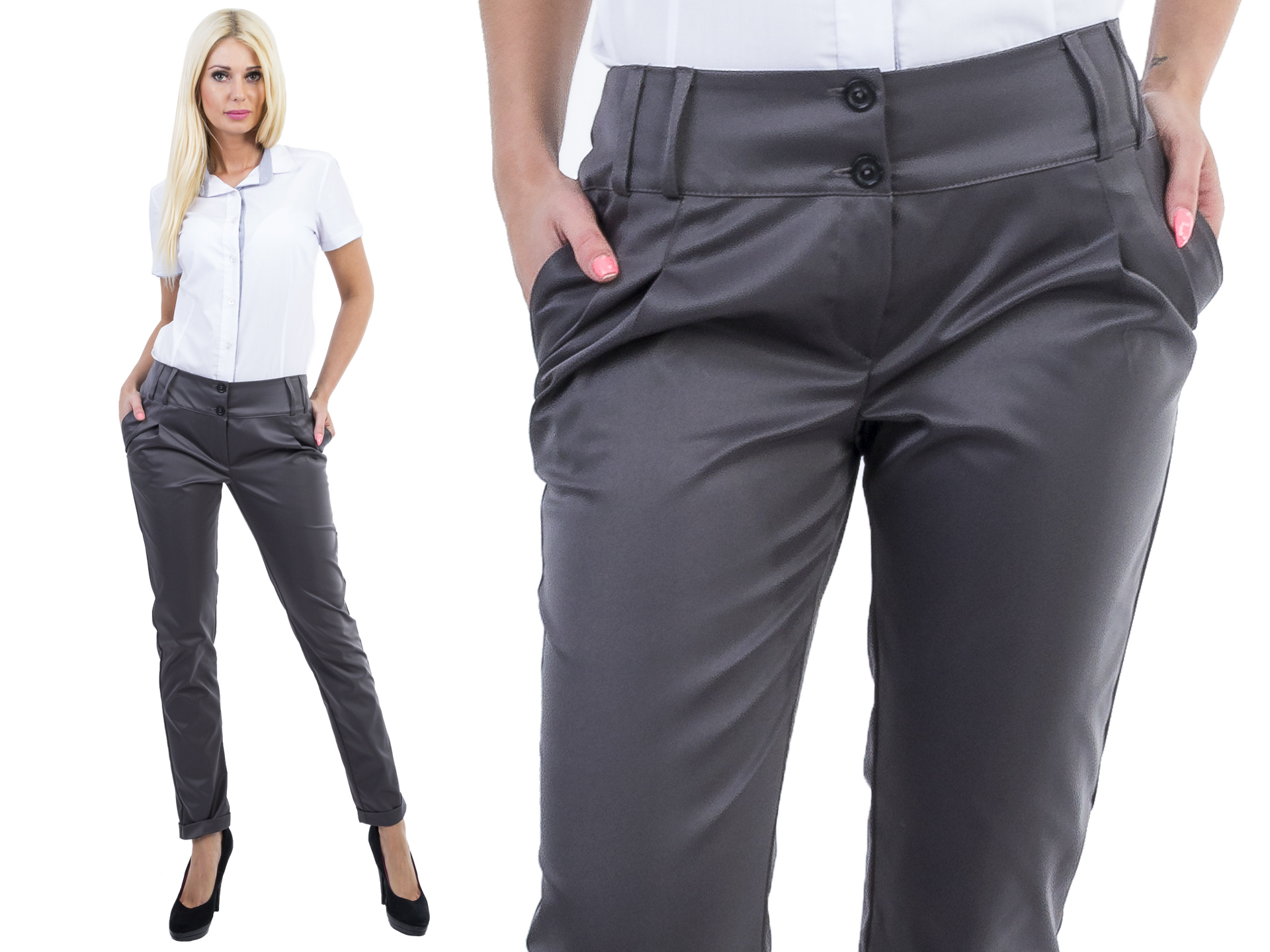 

S103 Spodnie Bryczesy Z Mankietem Szare r 40