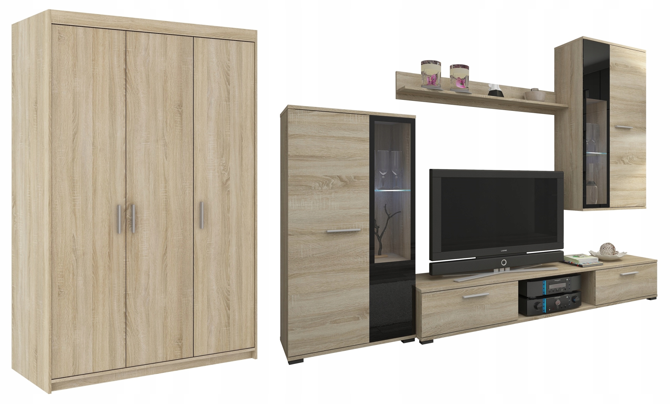 Zestaw Pokojowy MEBLOŚCIANKA SZAFA SONIA BIAŁA Kod producenta SONIA_#12