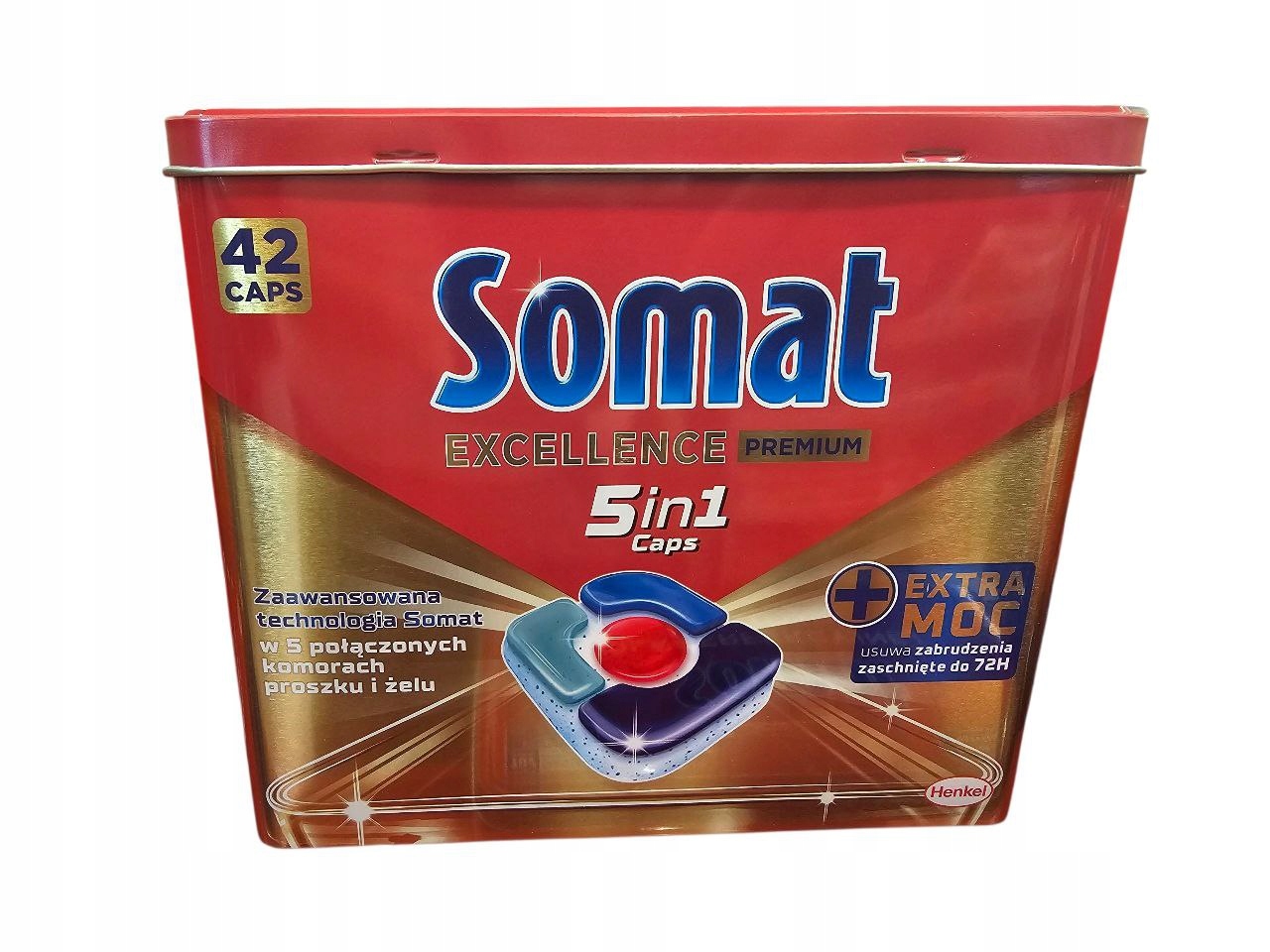 Levně Somat Excellence prémiové 5v1 kapsle do myčky nádobí 42 ks plechovka bonus