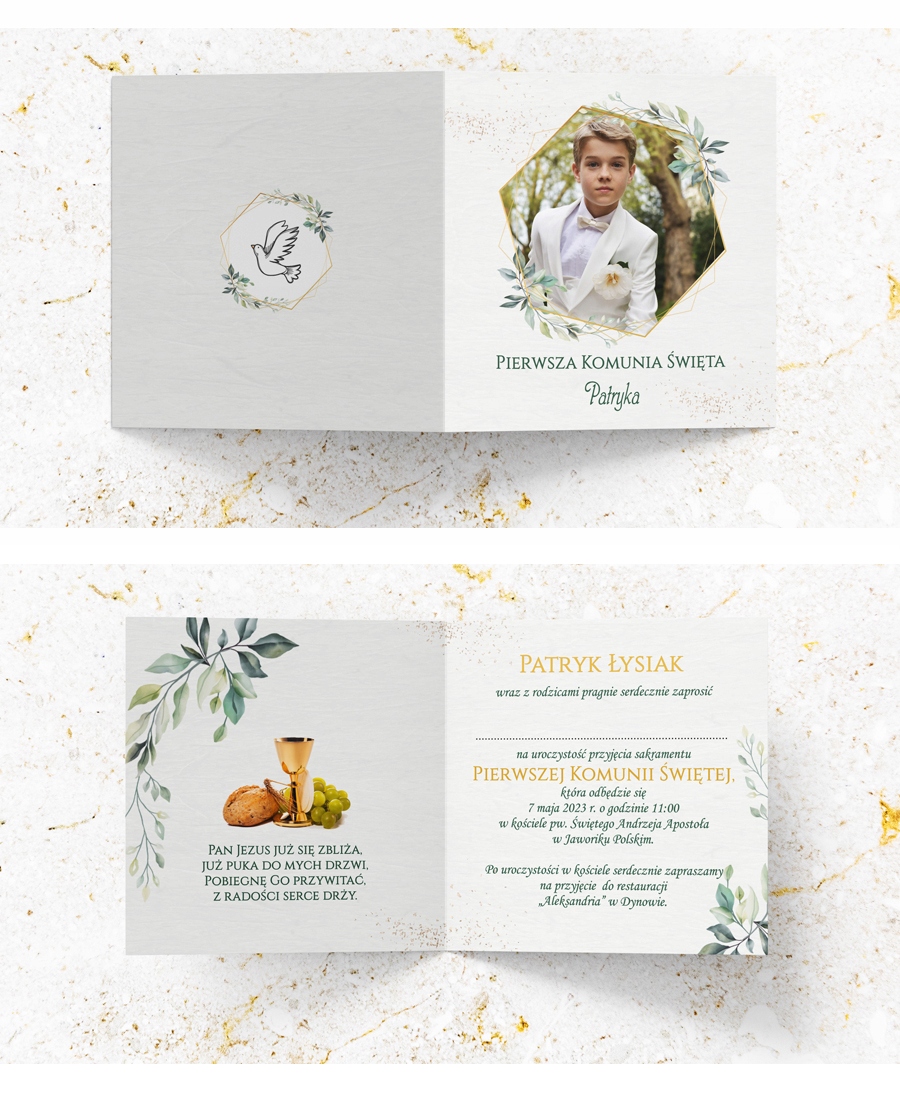 Zaproszenia Zaproszenie na Komunię Świętą komunijne Personalizacja Koperta Szerokość produktu 14 cm