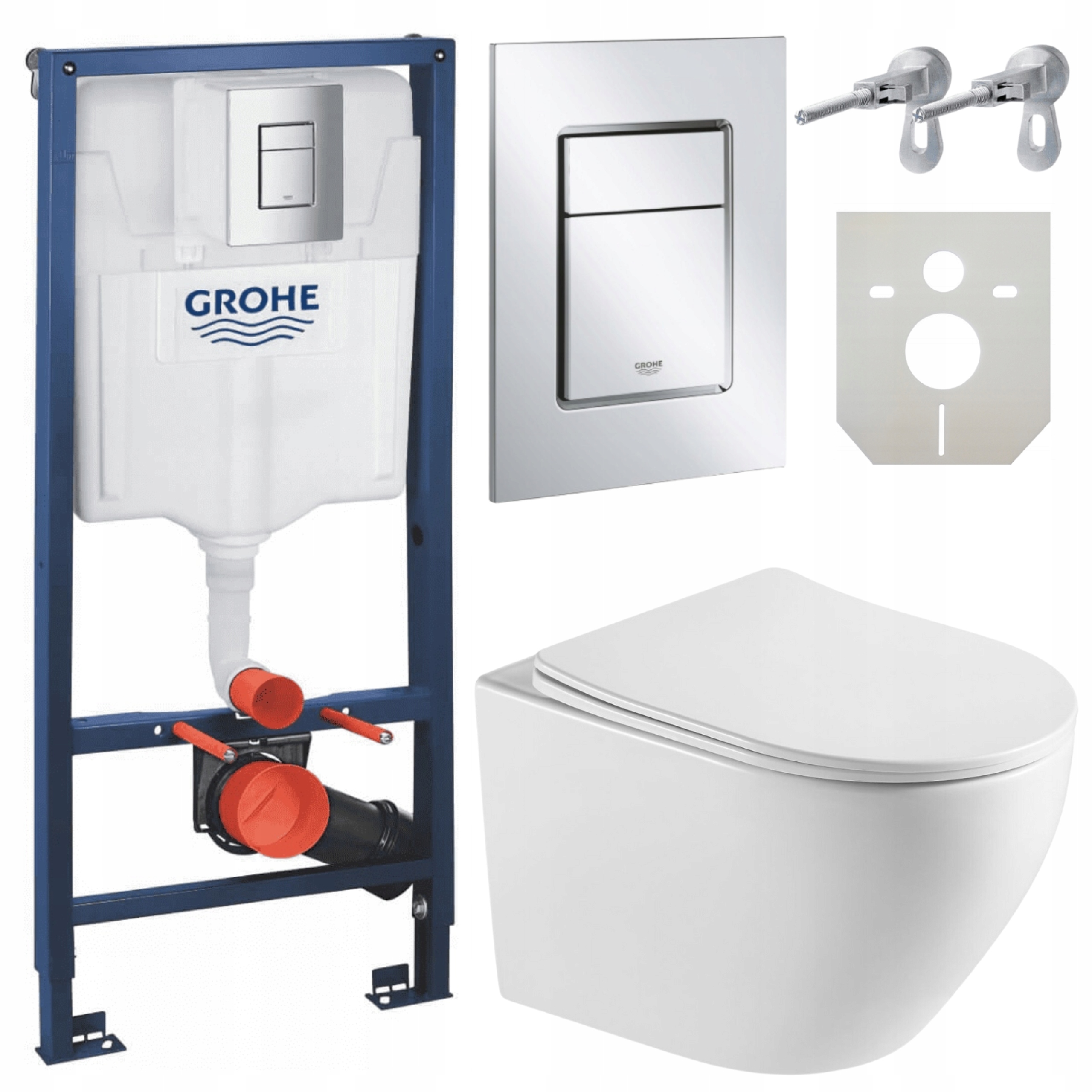 Stelaż Wc Grohe Podtynkowy Miska Carla Slim Przycisk Chrom Zestaw 7w1