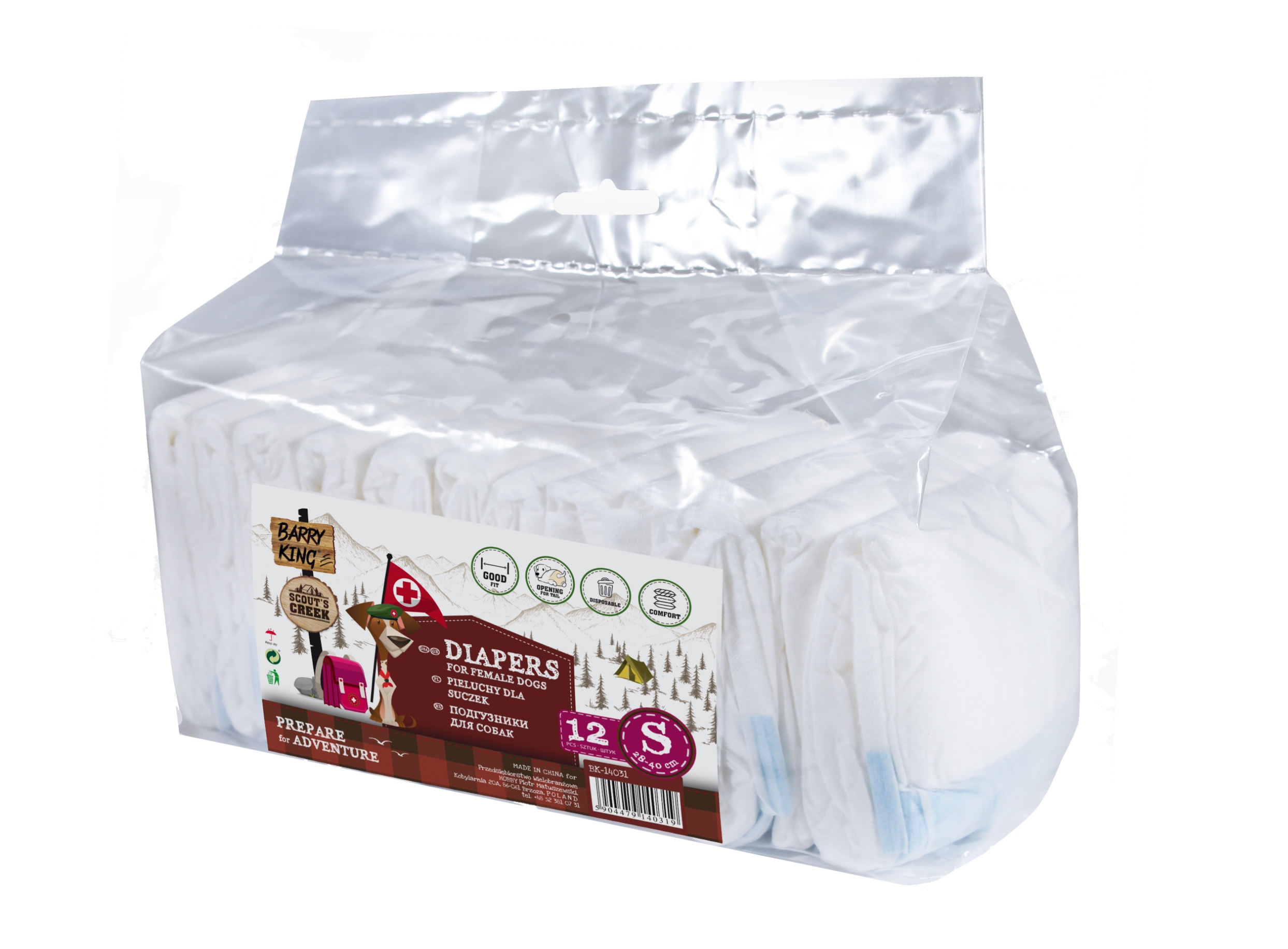 

Barry King pieluchy dla Suczek 28-40cm S 12szt