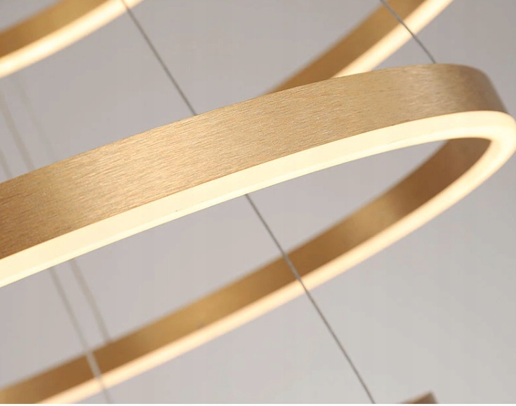 LAMPA LED RING ZŁOTA LAMPA WISZĄCA 80/60/60/40CM + Pilot Rodzaj plafon