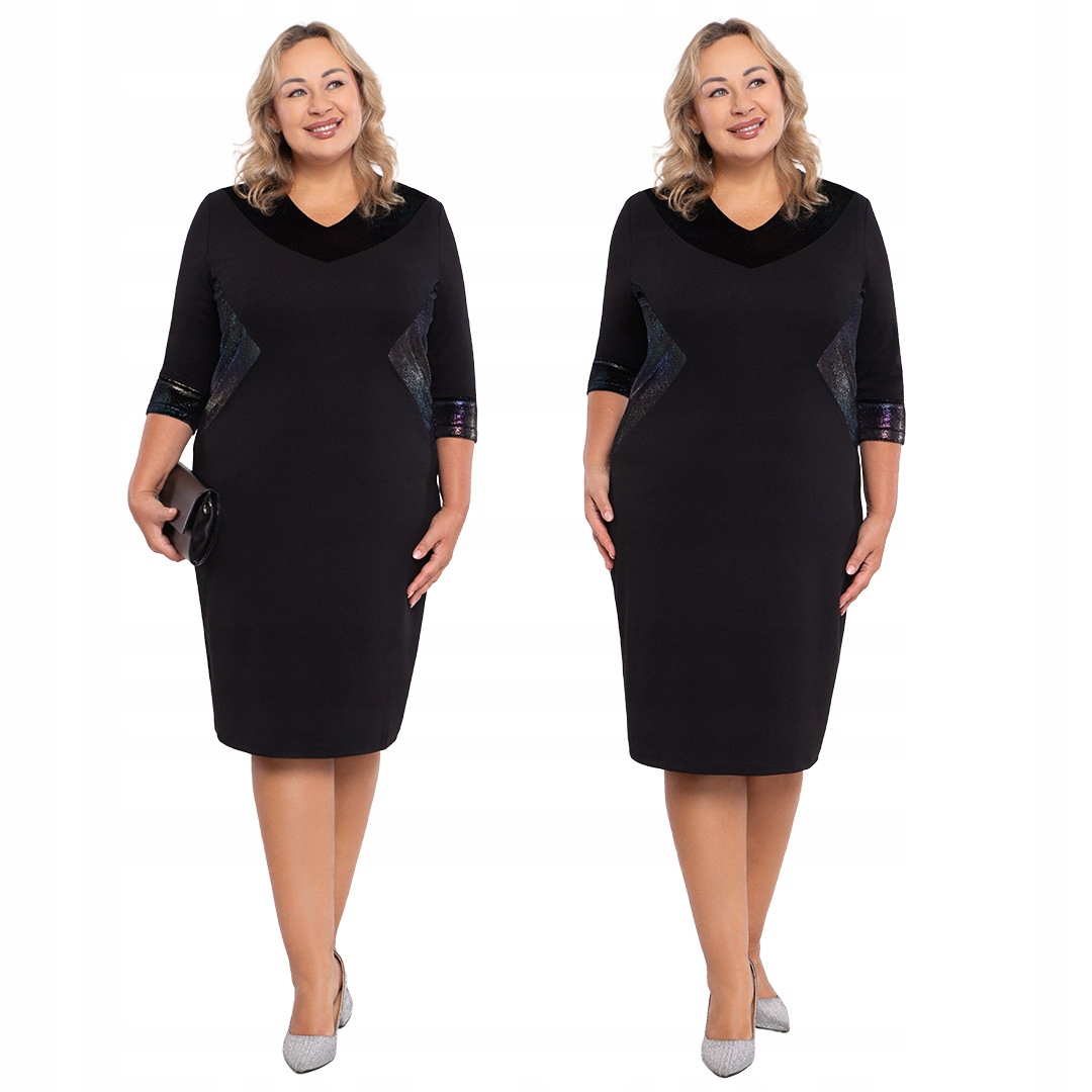 Černá šaty s barevnými flitrovými vložkami 64