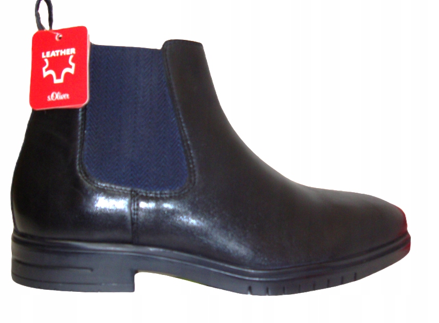 Pánské kotníkové Kotníkové Boty s.Oliver 15303-27 Chelsea boty z kůže, černé, vel. 44