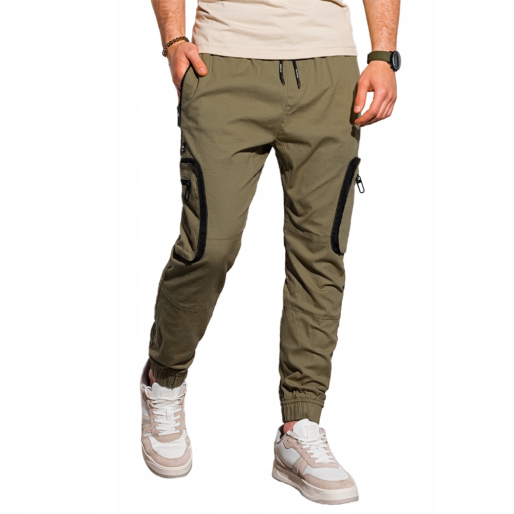 

Spodnie męskie joggery P960 oliwkowe M