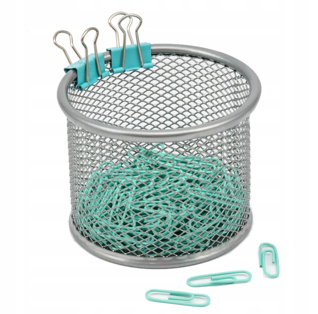 Szary POJEMNIK NA PRZYBORY Z Metalowej Siateczki