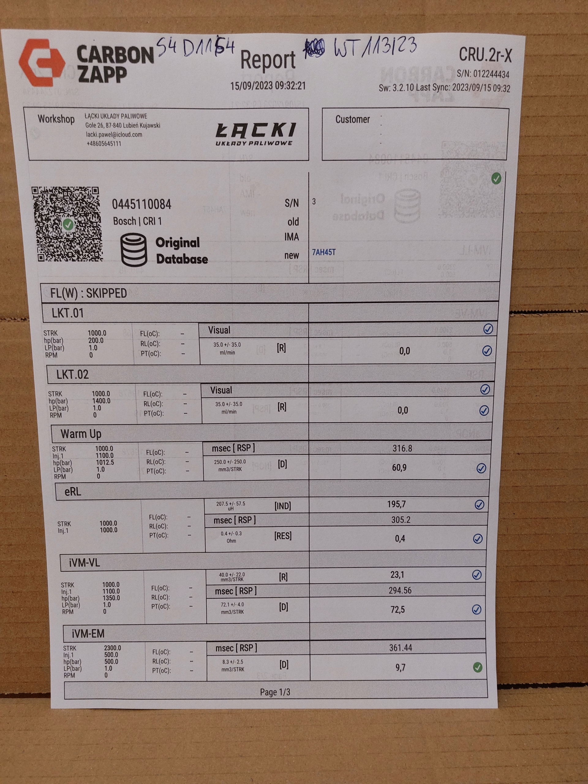 injector RENAULT 2.2DCI BOSCH 0445110084