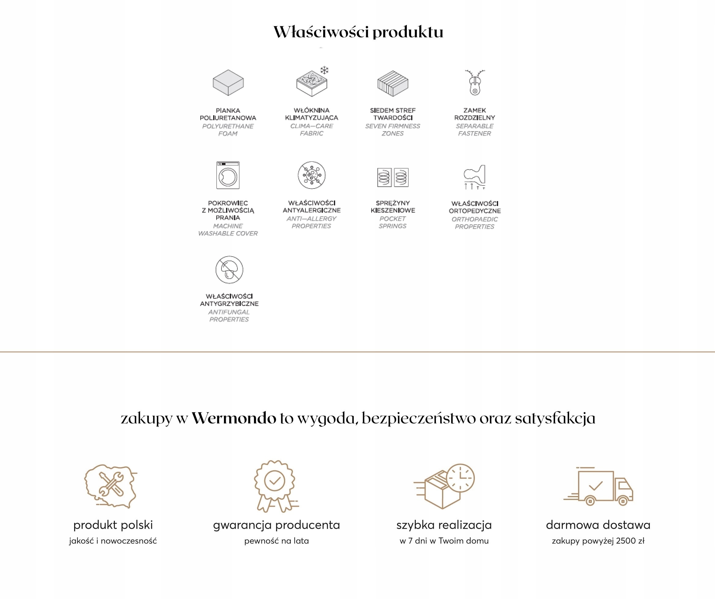 Materac kieszeniowy 7 stref POCKET PLUS 180x200 Marka Wernight