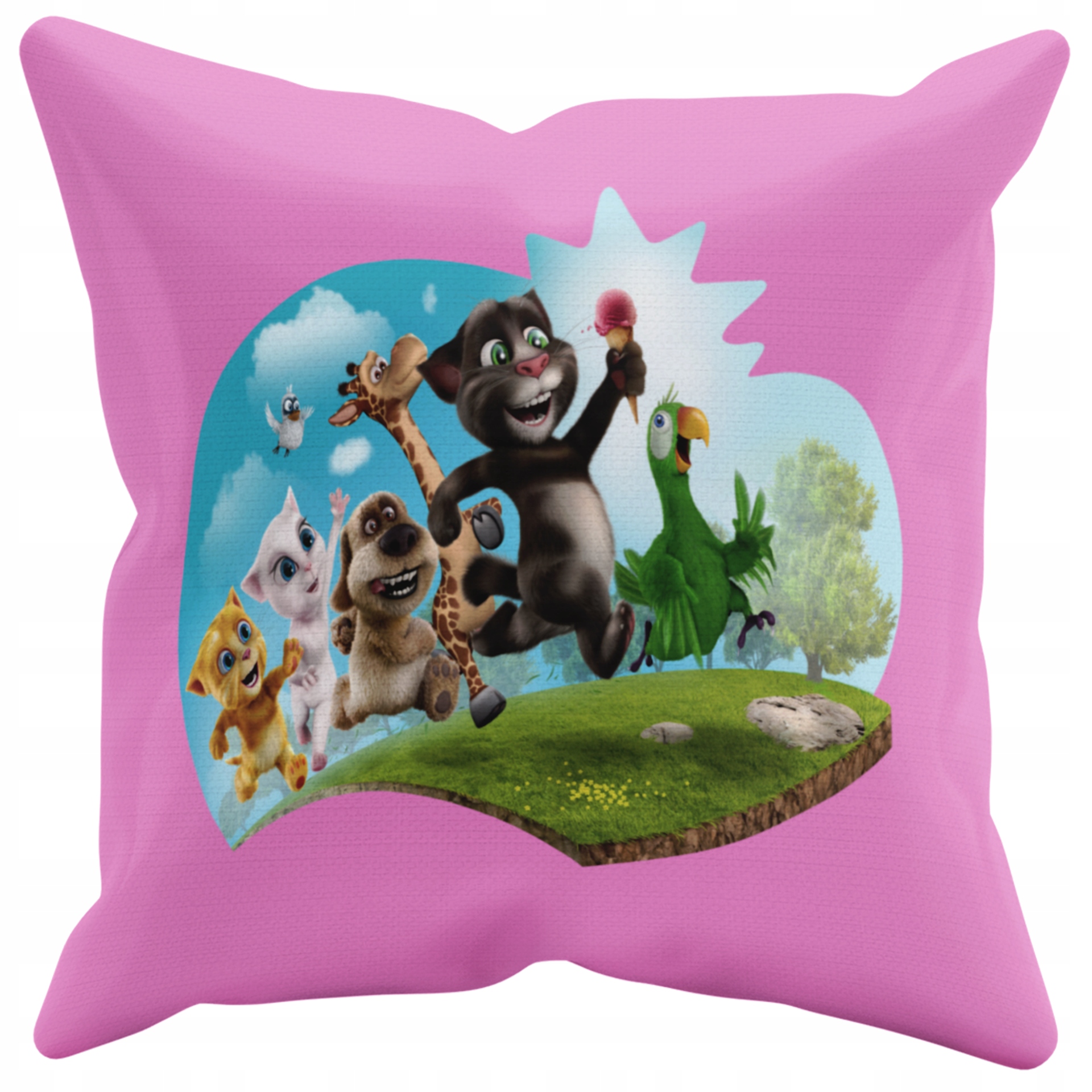 POSZEWKA NA PODUSZKĘ JAŚKA DO PRZEDSZKOLA TALKIN TOM + IMIĘ GRATIS Kolor dominujący odcienie różu