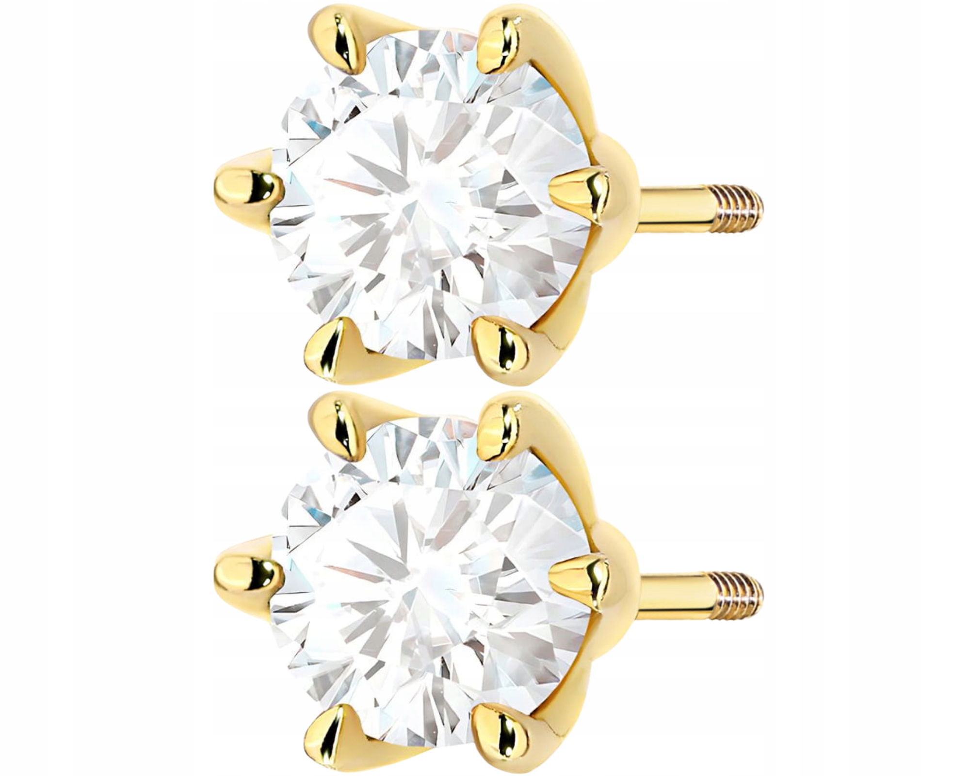 Zlaté Náušnice 585 Laboratorní Brilianty 1,40 Ct Šroubovací Tyčinky Zlato