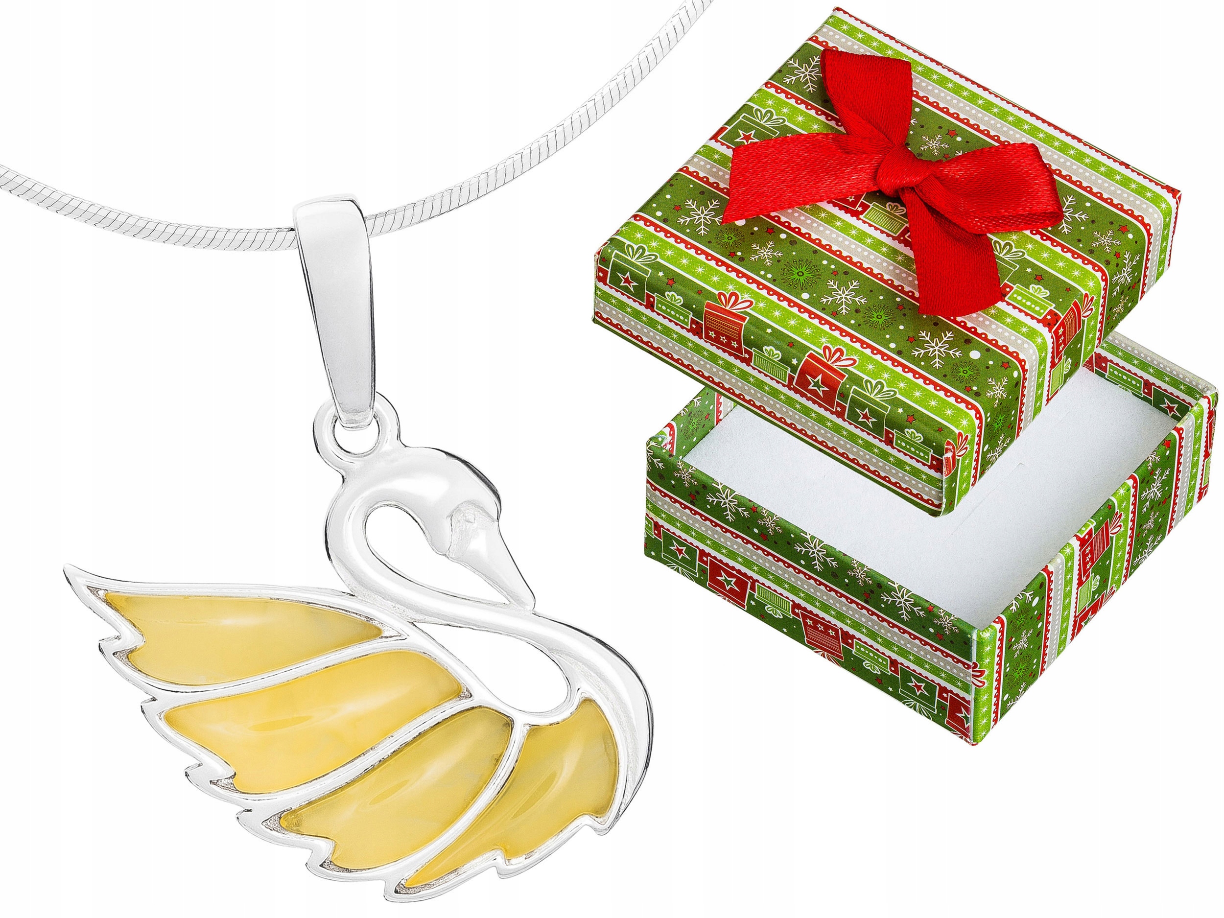 Krátký stříbrný dámský náhrdelník Labuť s mléčným jantarem Pták Choker 35