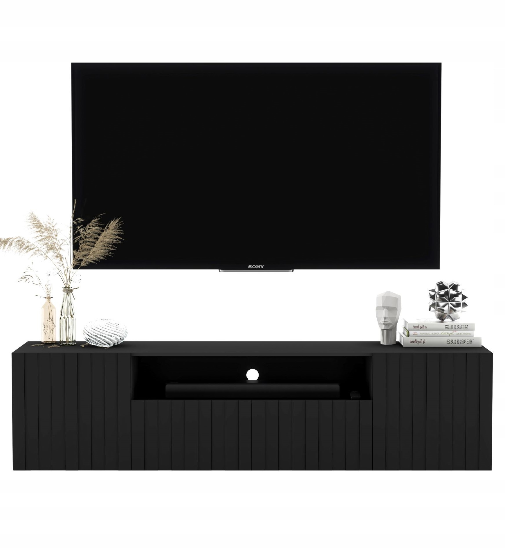 SZAFKA RTV WISZĄCA GLAMOUR KOMODA RTV CZARNY 150