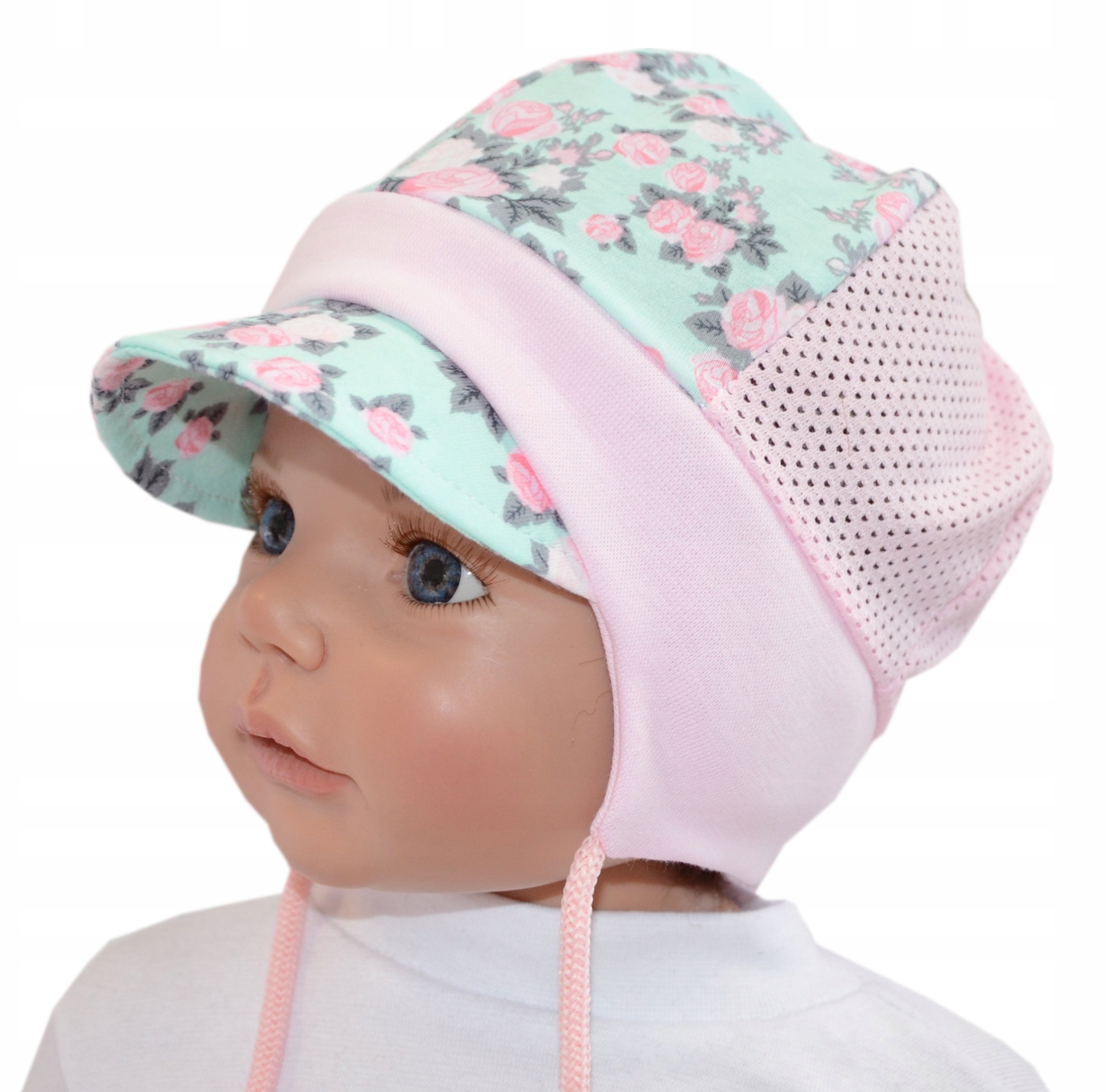 

Letnia ażurowa czapka z daszkiem 47-51cm 18-36m
