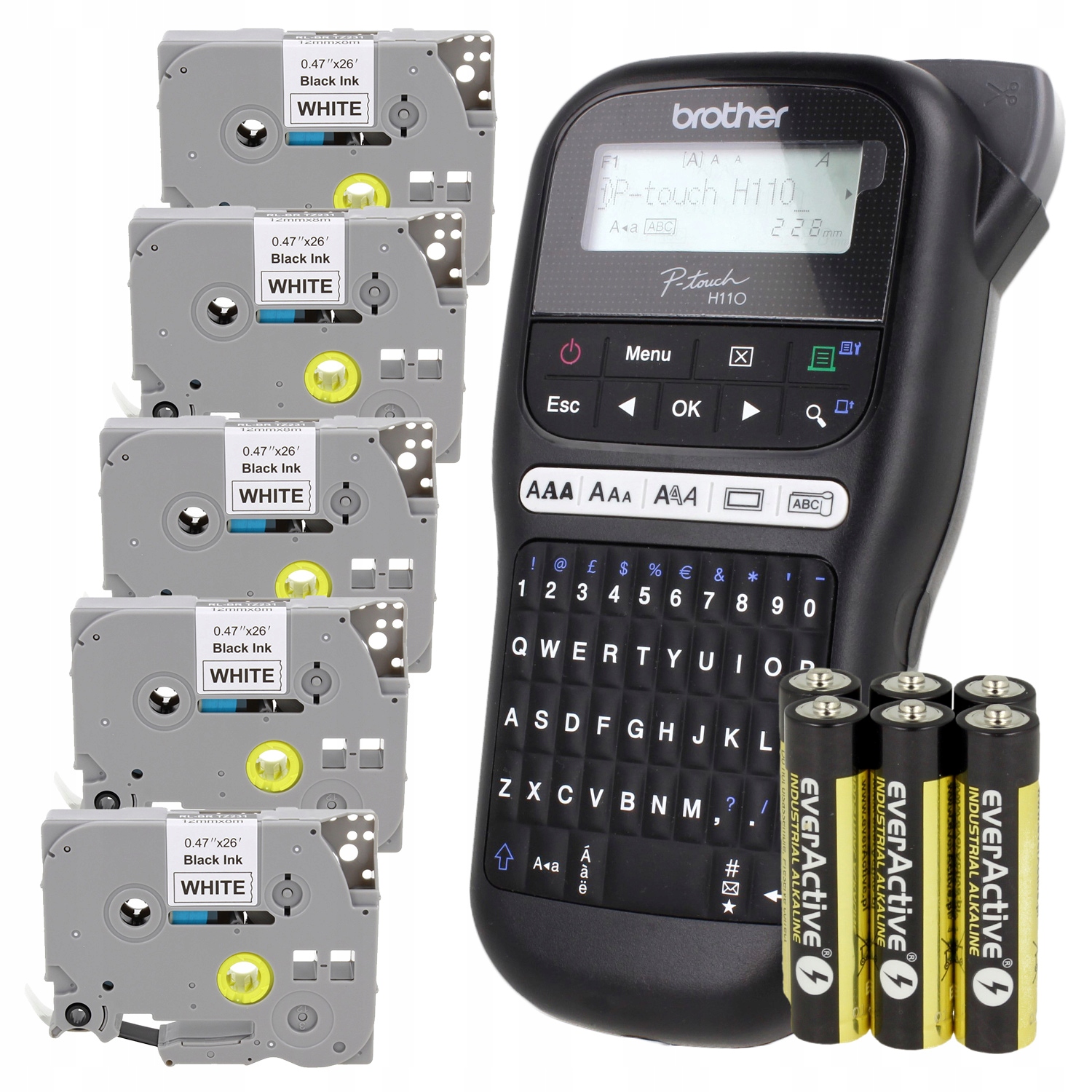

Drukarka Brother PT-H110 5x TZE231 w zestawie