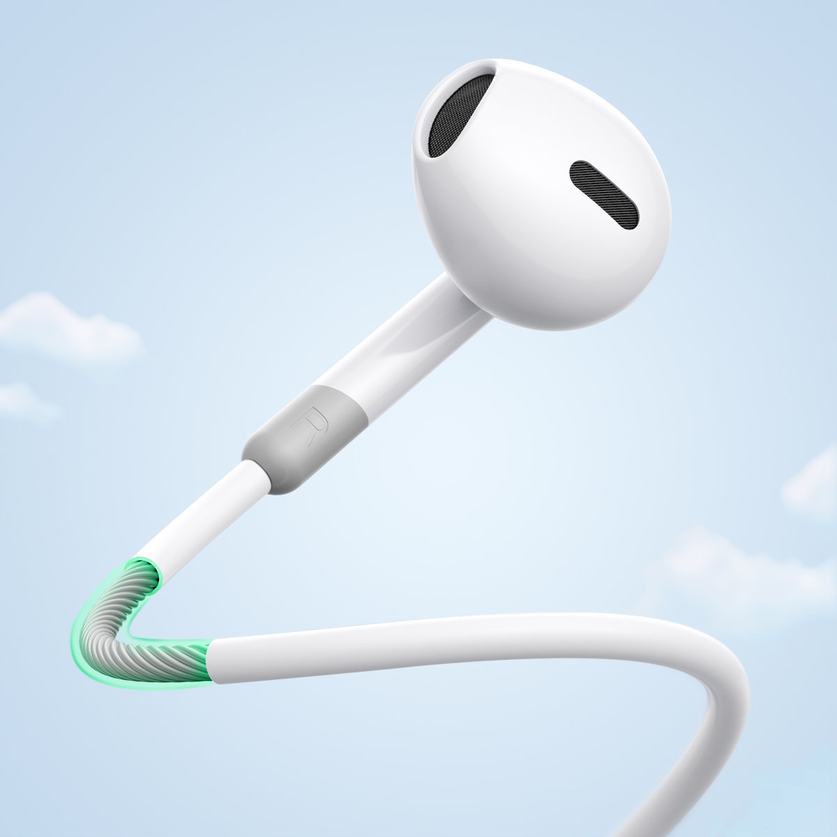 JOYROOM DOUSZNE SŁUCHAWKI PRZEWODOWE MINI JACK Z PILOTEM STEROWANIA BIAŁE Waga 46 g