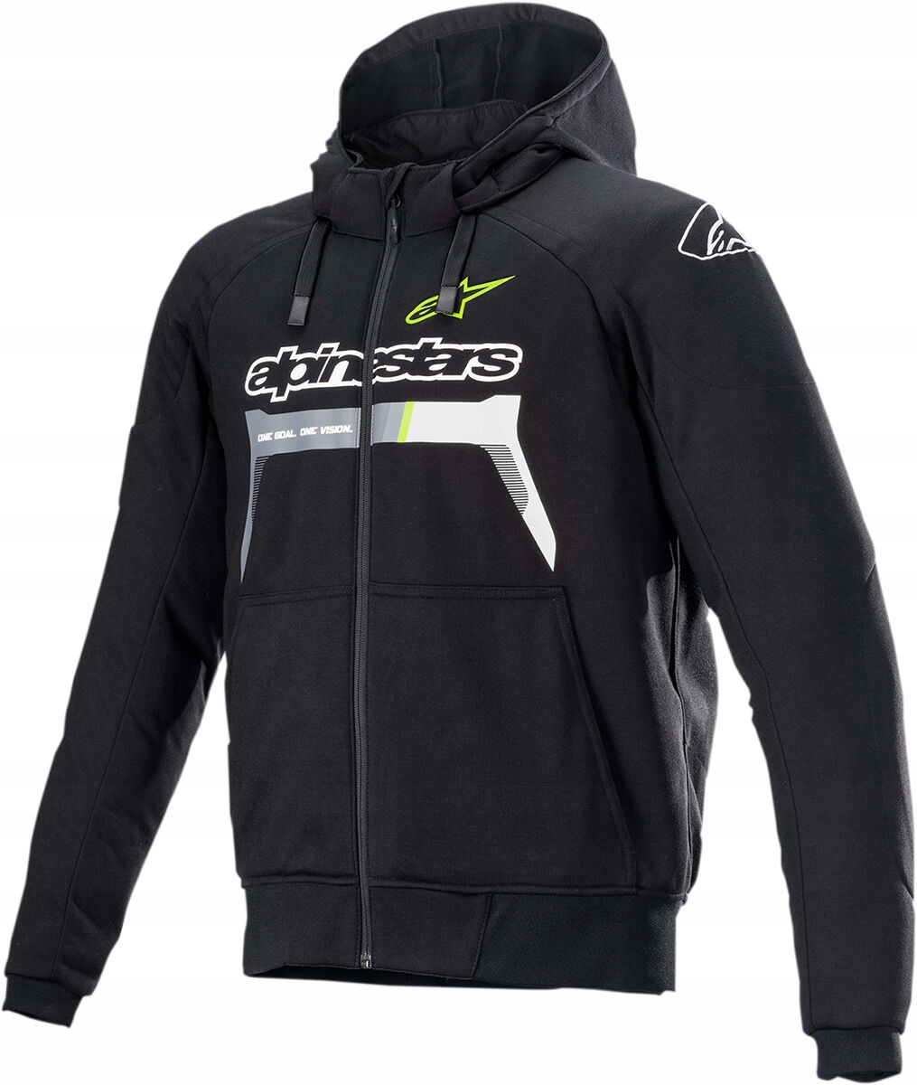 Pánska Motocyklová Mikina Alpinestars Chrome Ignition Hoodie Black/yellow 3XL