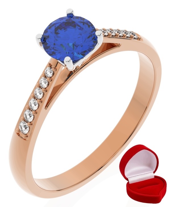 Zlatý Prstýnek 585 14k Safír 0,50 ct Růžové Zlato R25