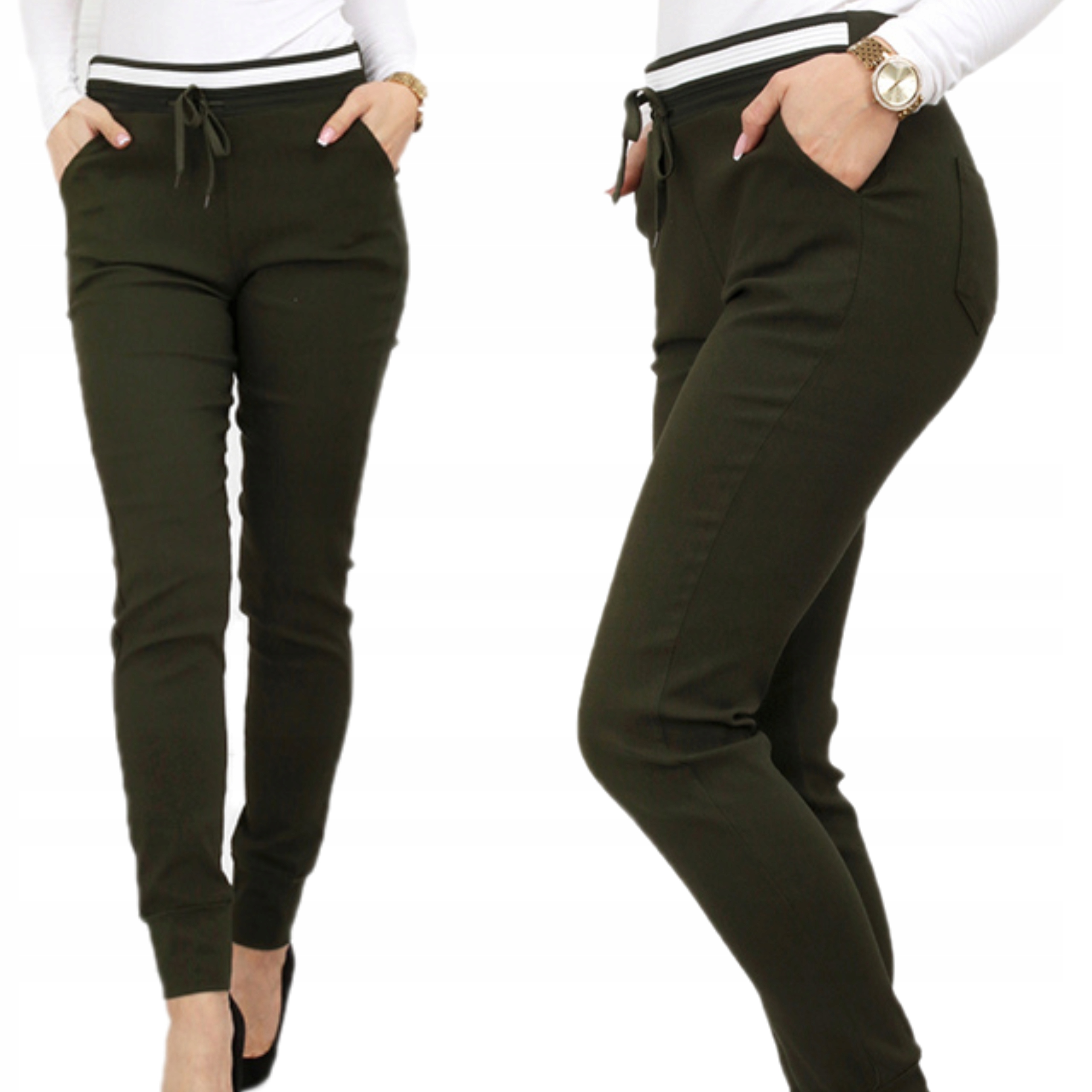

Spodnie Damskie Dresowe Rurki S/m Khaki