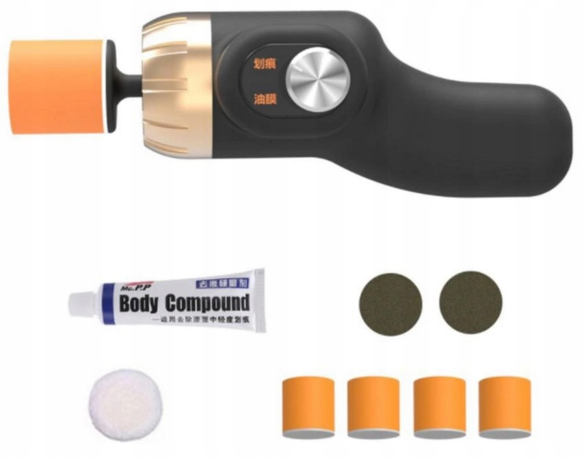 MINI POLERKA SAMOCHODOWA Maszyna Polerska 4x GĄBKA Zasilanie akumulatorowe