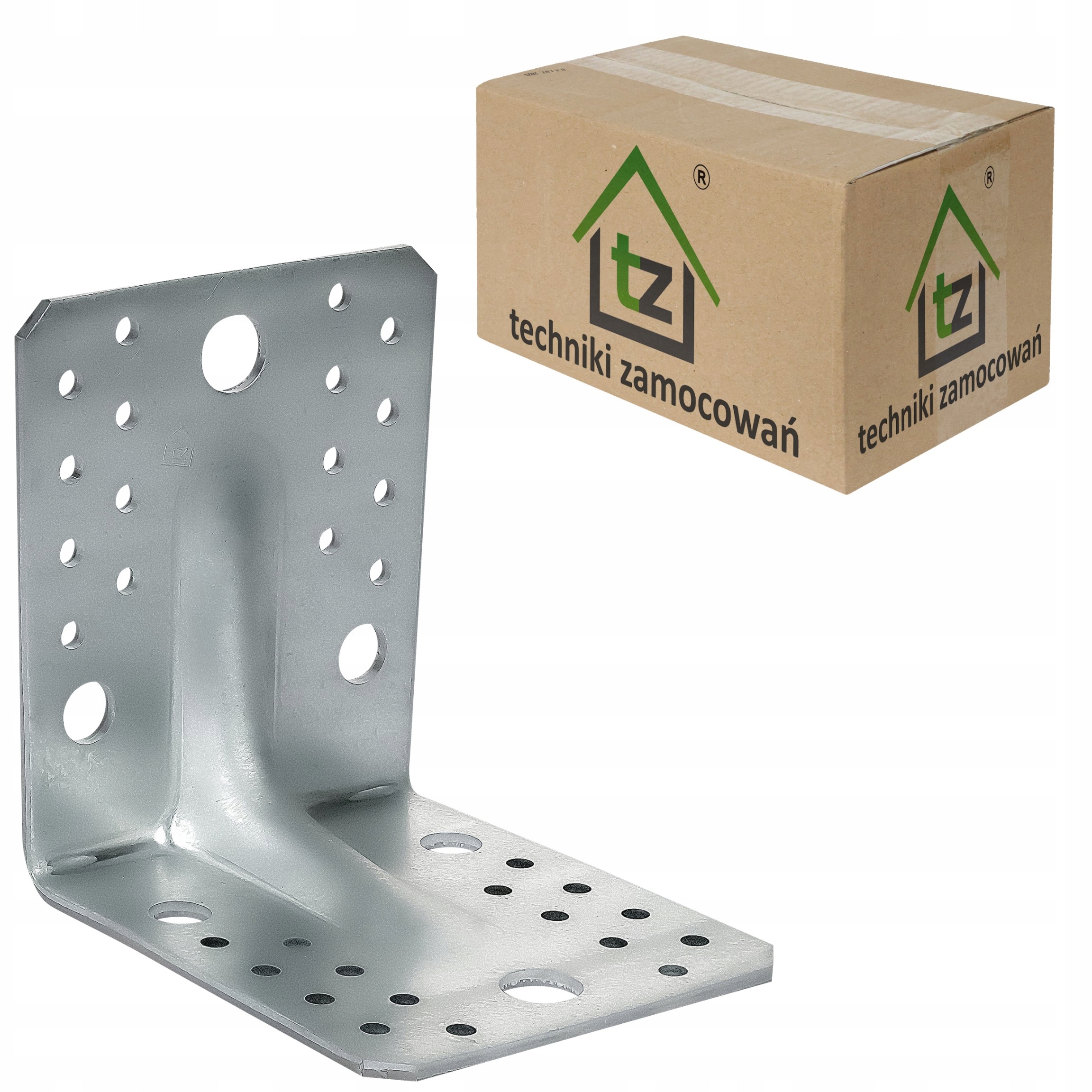 Tesárske uholníky oceľové 105x105x90x3mm 50 ks s perforovaným zosilnením KP2B