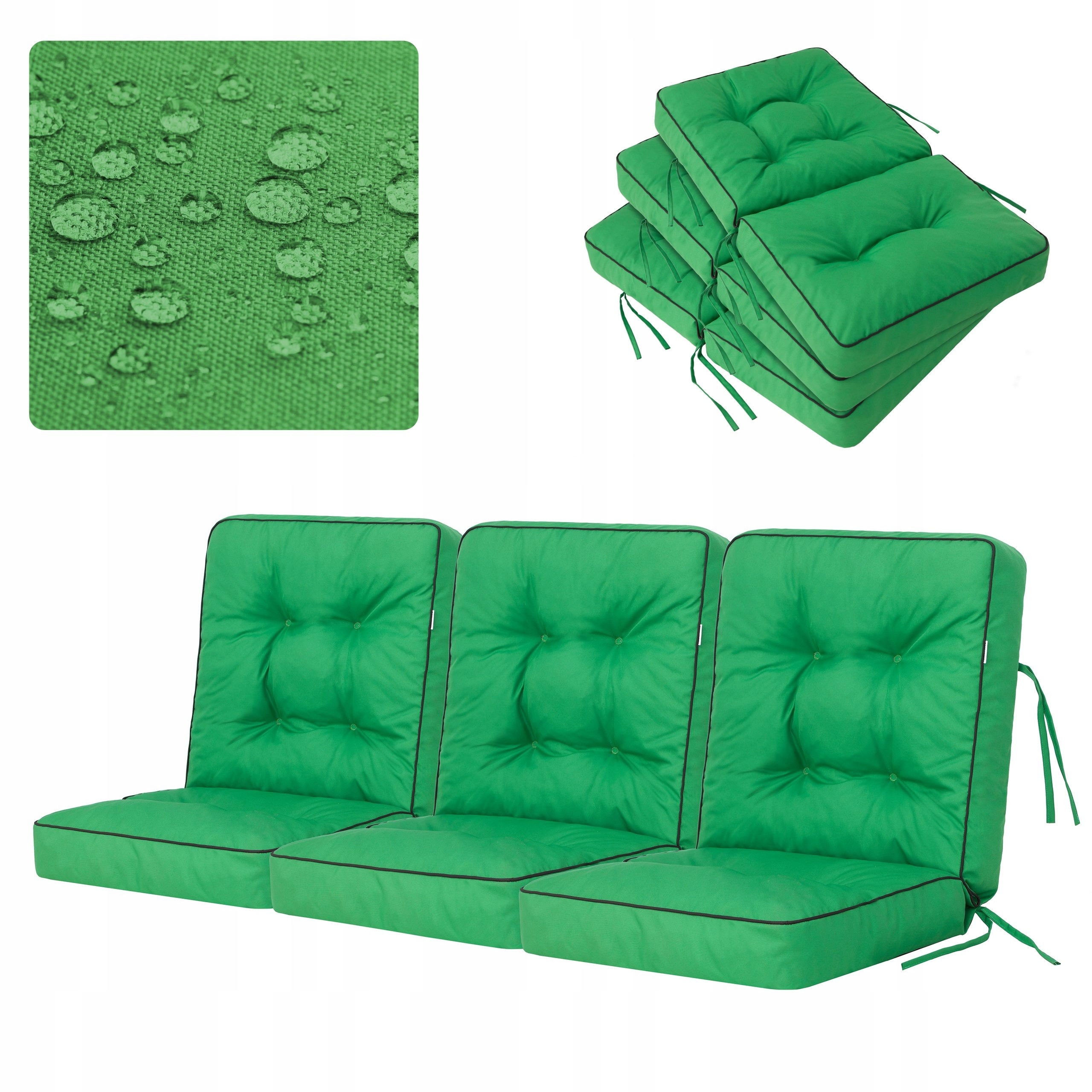 Vankúše na hojdačku, záhradnú lavičku, sada 3 vodotesných vankúšov 180 cm