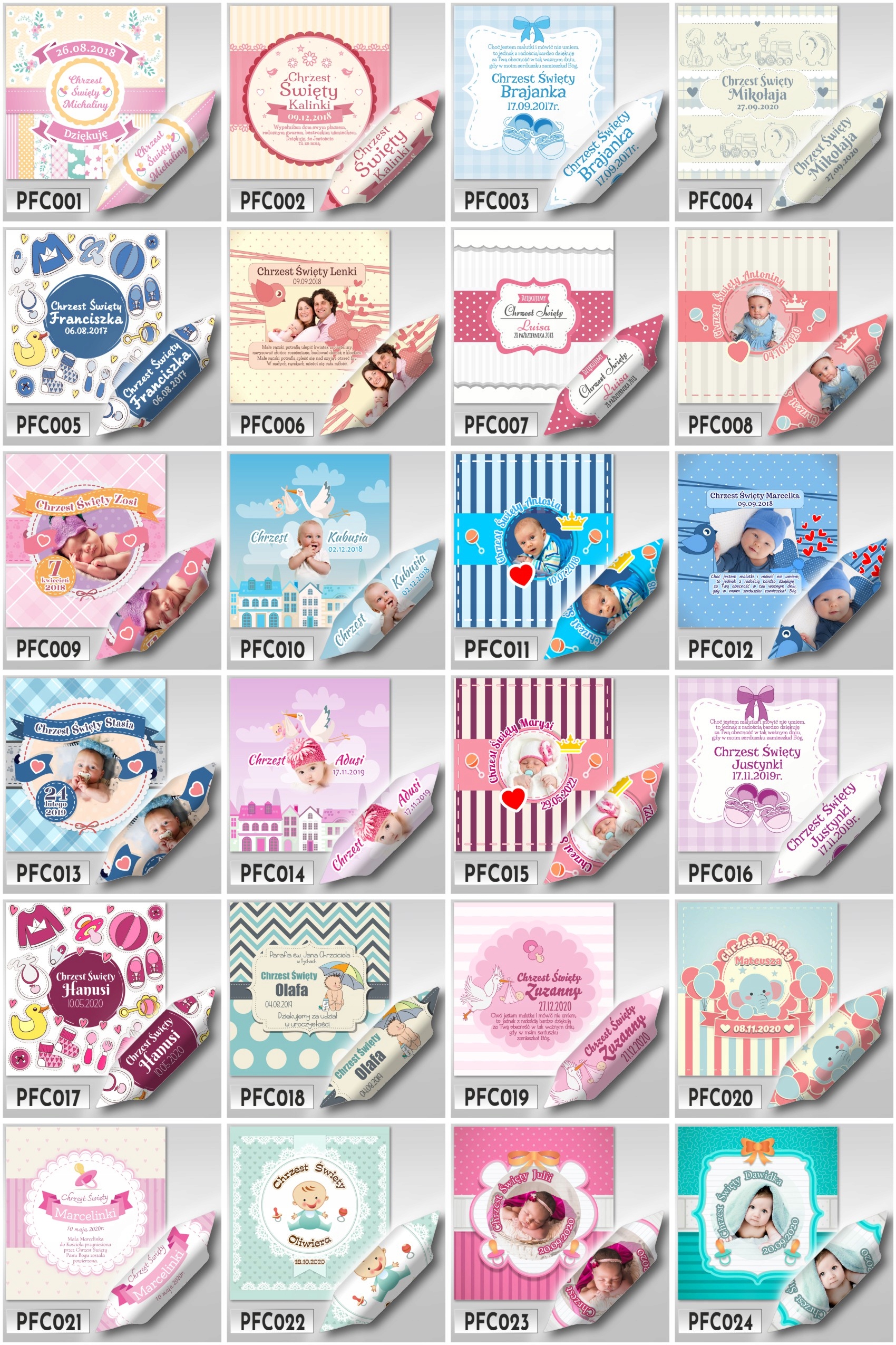 KRÓWKI personalizowane Chrzest Św Roczek Urodzinki Baby Shower każda okazja Rodzaj słodycze