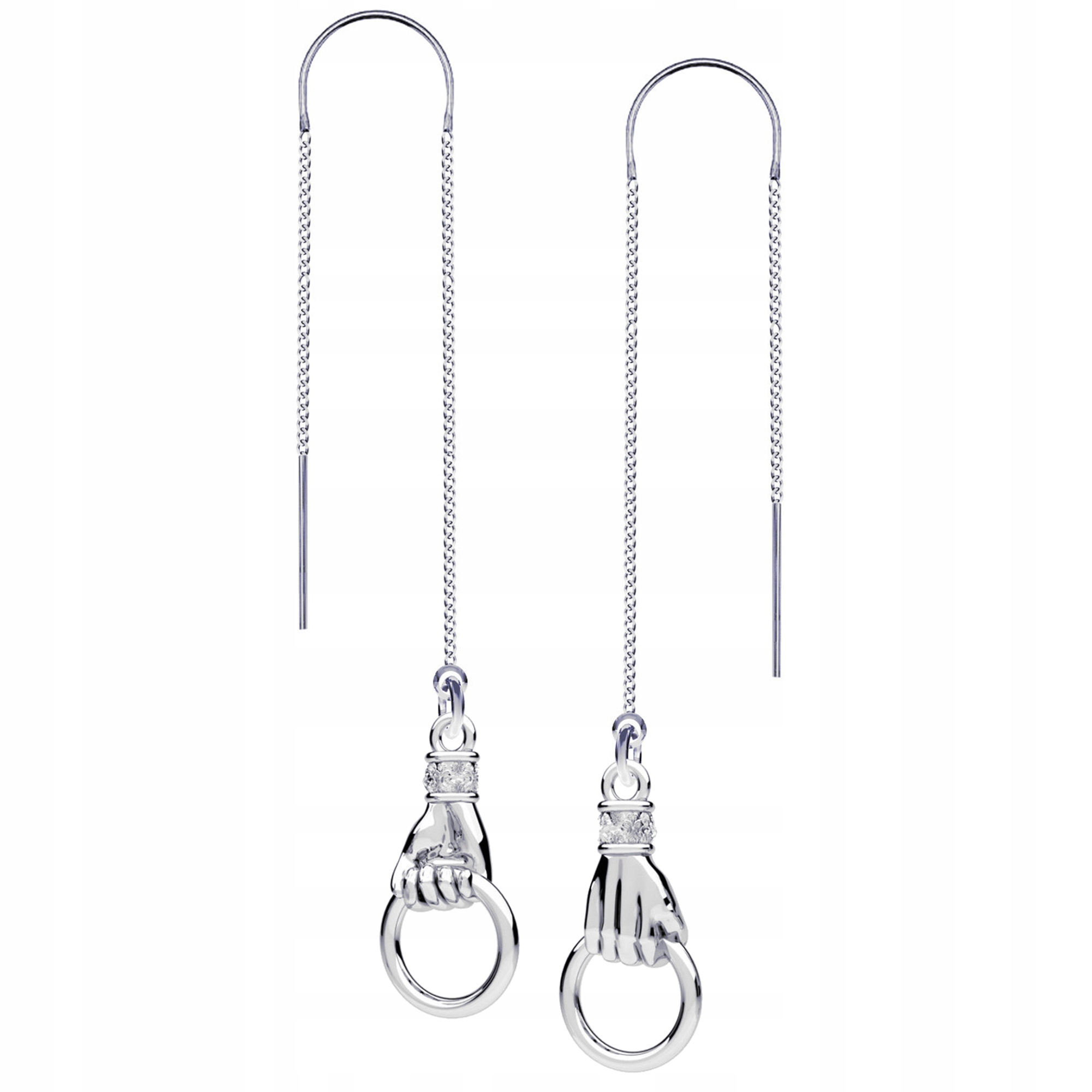 Dlaň Ruka S Obručí Stříbrné náušnice provlékací provlékací stříbro 925