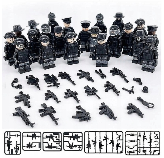 Wojskowe klocki swat serii Czarny specjalny zestaw Rodzaj element