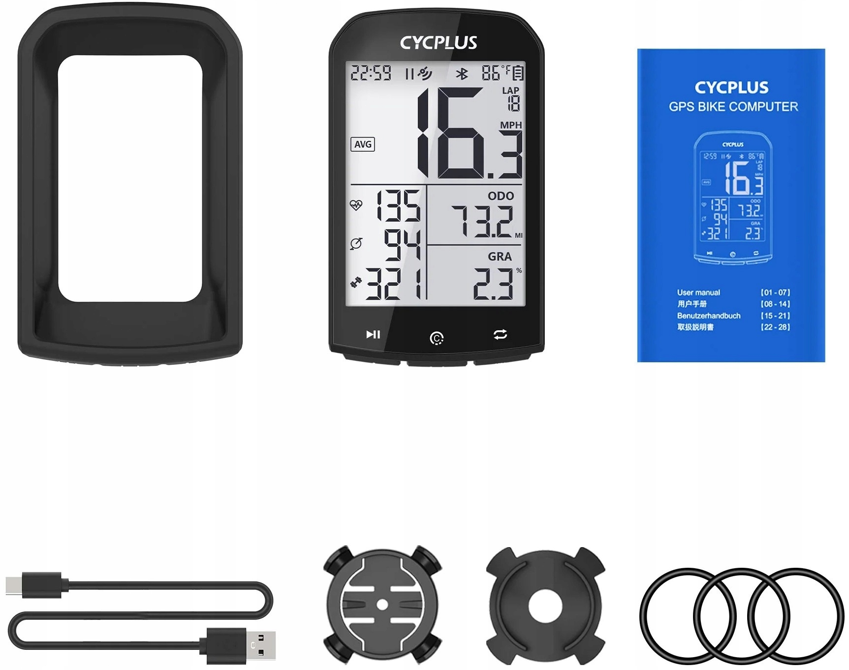 Licznik komputer rowerowy GPS Cycplus M1 ANT+ Bluetooth 5.0 1200mAh IPX6 Przekątna ekranu 2.9